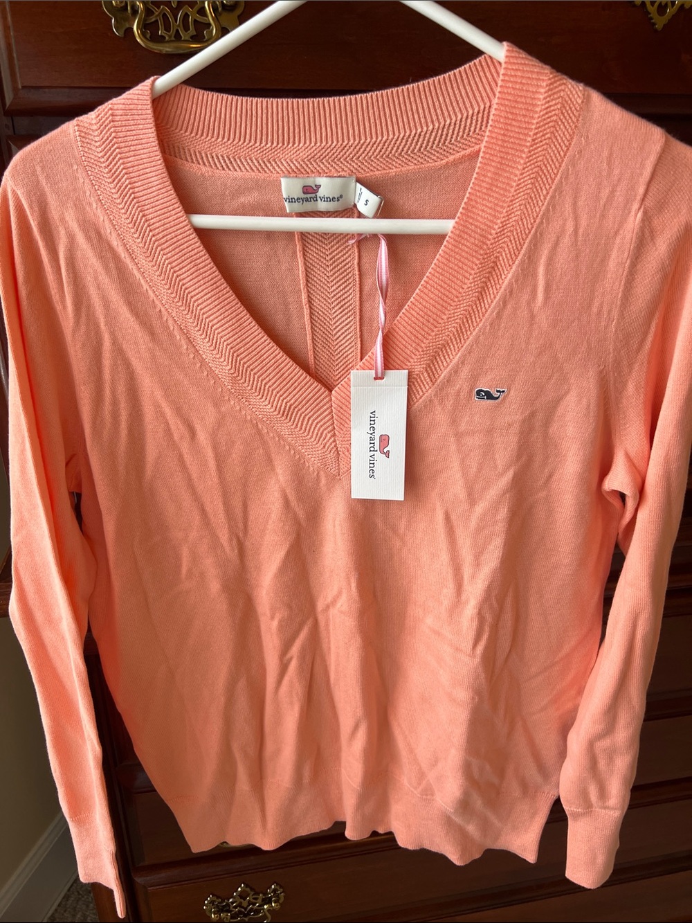 Vineyard Vines Coral Peach V-Neck Sweater